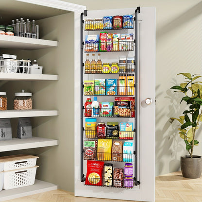 Over The Door Organizer – Multi-Layer Pantry Storage Rack for Kitchen Bathroom Laundry Room, Space Saving Door Hanging Shelf