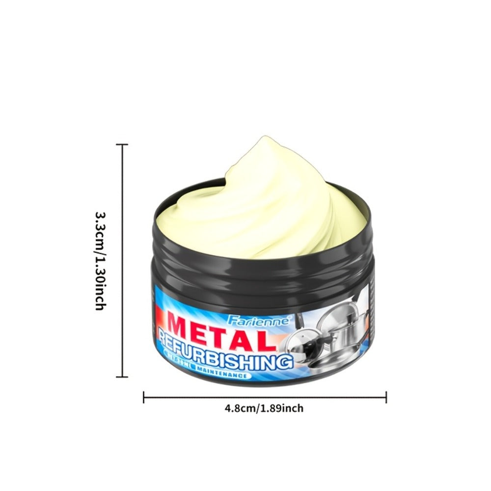1.01oz Metal Refurbishing Cleaning Paste Tub with One Round Black Scrub Pad for Cookware and Metal Surfaces