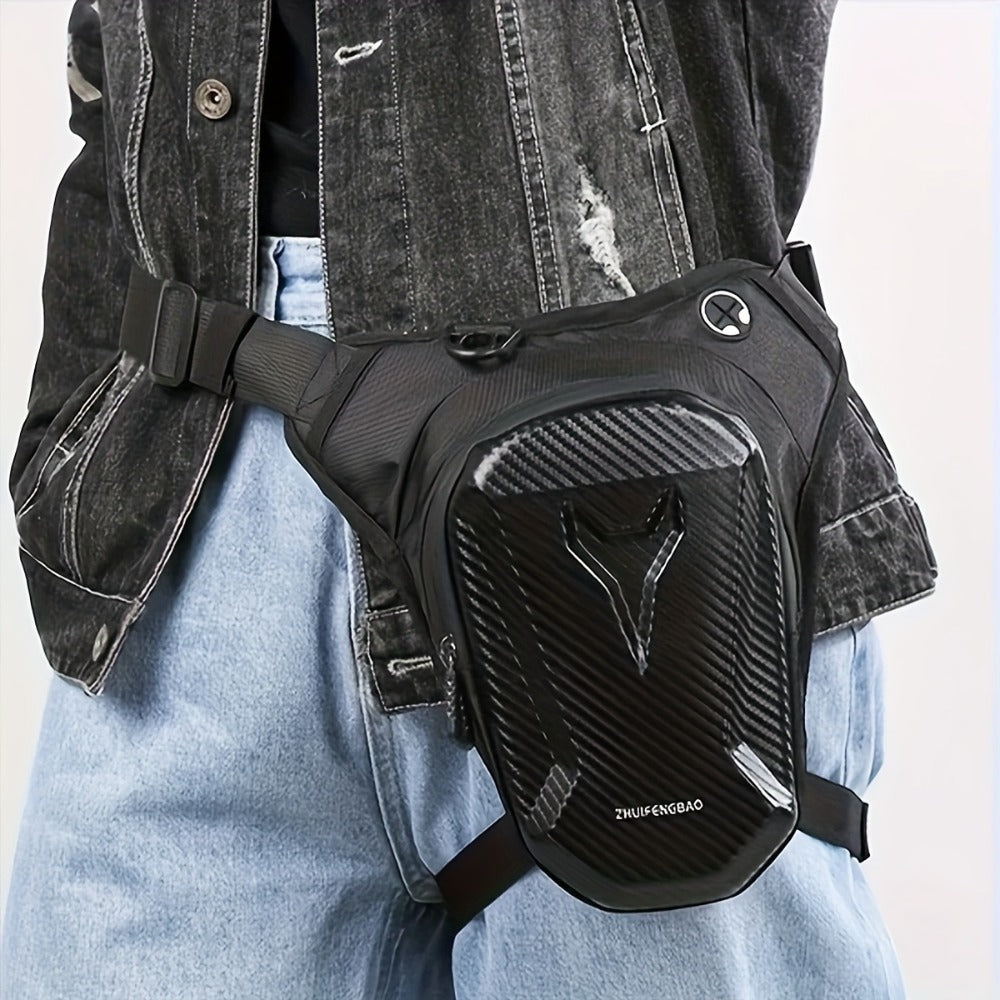 Waterproof Motorcycle Leg Bag EVA with Headphone Jack Double Zipper Adjustable Strap for Off-Road Riding – Thigh Waist Pack Secure Storage