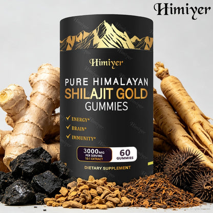 Shilajit Supplement 3000mg with Ginger, Ginseng & Ashwagandha – Pure Fulvic Acid & Multi-Mineral Phytonutrient Formula for Energy, Vitality