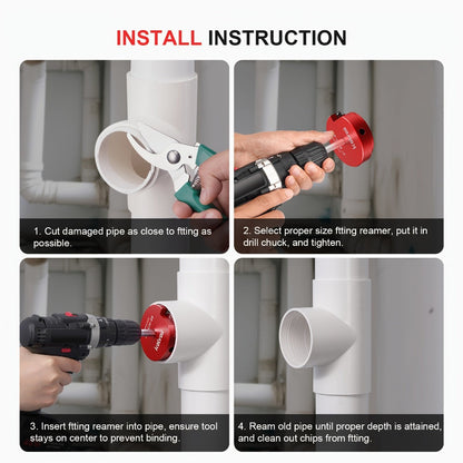 PVC Pipe Reamer Kit 8pcs – Fitting Saver for SCH 40 Plastic Pipe, Aluminum Alloy Body with 11.5" Hex Shaft