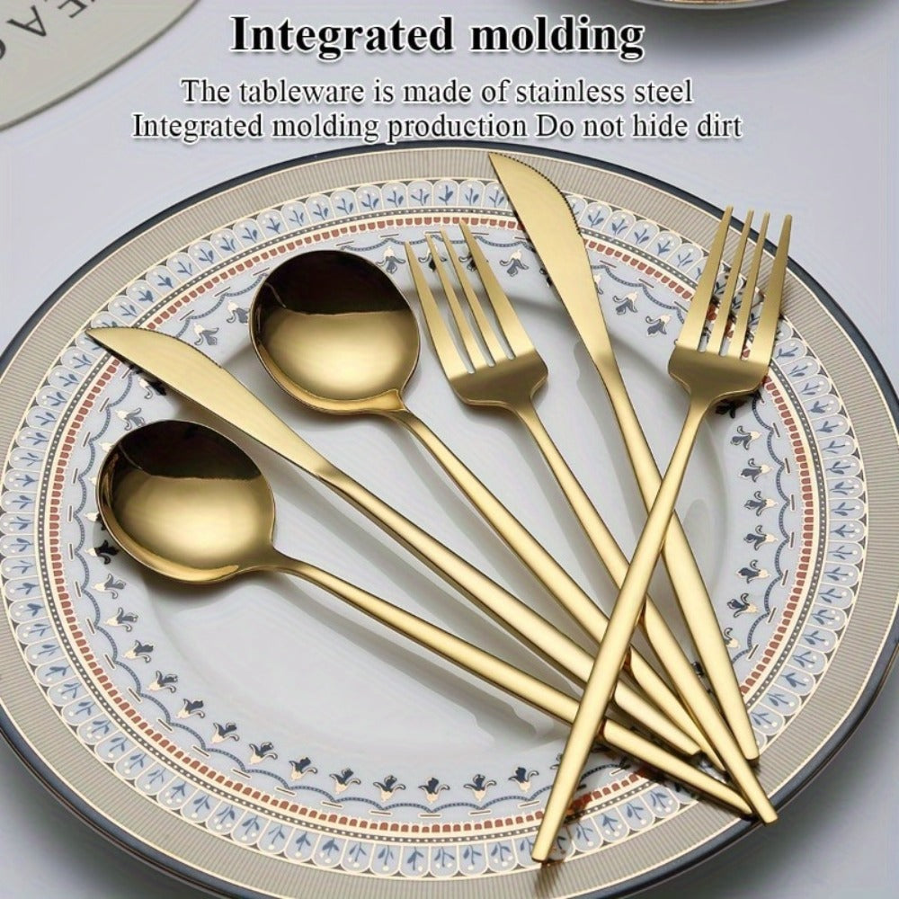 Gold Silverware Set 60 Pcs Service for 20 for Entryways, Bedrooms and Living Spaces, with the Listed Configuration