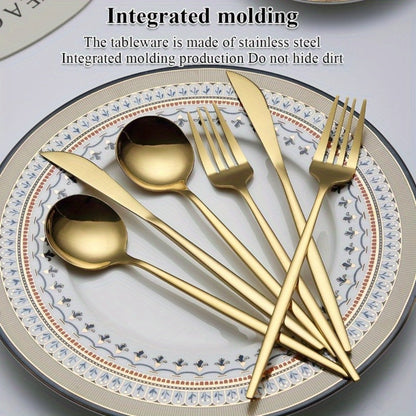 Gold Silverware Set 60 Pcs Service for 20 for Entryways, Bedrooms and Living Spaces, with the Listed Configuration