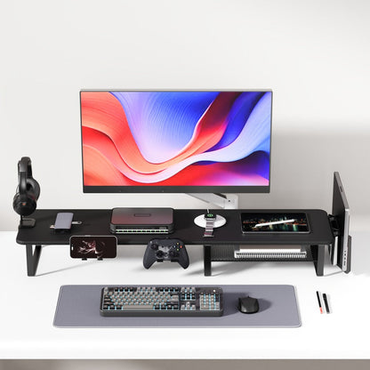 Monitor Stand Organizer with Headset Holder Phone Stand & Game Controller Holder, Versatile Desktop Riser for Computer Monitor Laptop