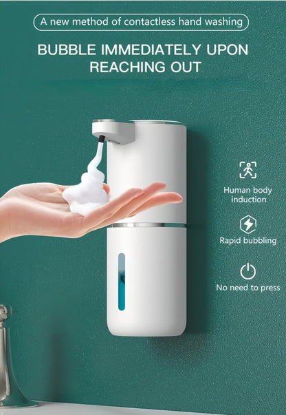 Foam Soap Dispenser Wall Mount Touchless 400ml USB Rechargeable IPX5 4 Adjustable Levels for Home Cooking, Dining and Outdoor Meals