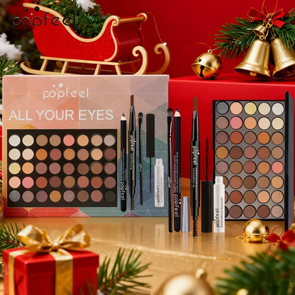 Makeup Kit Full Face All in One Eyeshadow Palette Blush Powder Foundation Mascara Brush Set, for Makeup, Travel and Everyday Vanity Use