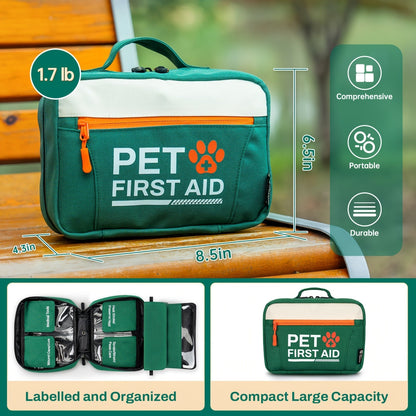 Pet First Aid Kit for Dogs & Cats – 50-Piece Emergency Supplies with Bandages, Gauze, Scissors & Disposable Booties