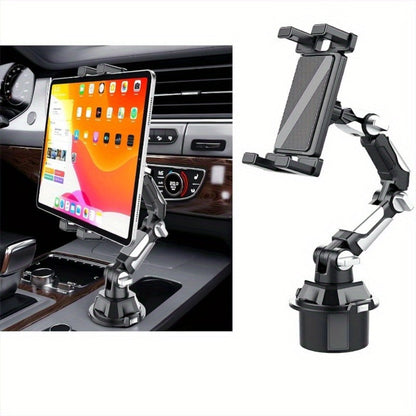 Robotic Arm Car Cup Holder Tablet Stand, 360° Rotation Universal iPad Phone Mount, Adjustable Cradle for 4.7-13" Devices