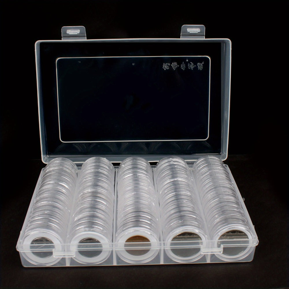 Clear Coin Capsules 300PCS with Adjustable EVA Foam Gaskets, Plastic Round Coin Holders for Collectors