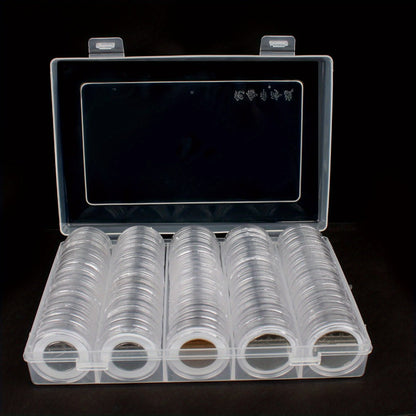 Clear Coin Capsules 300PCS with Adjustable EVA Foam Gaskets, Plastic Round Coin Holders for Collectors