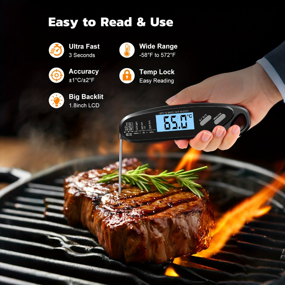 Instant Read Meat Thermometer with Dual Probes Backlit LCD Digital Cooking Thermometer for Grilling, Camping and Outdoor Meals