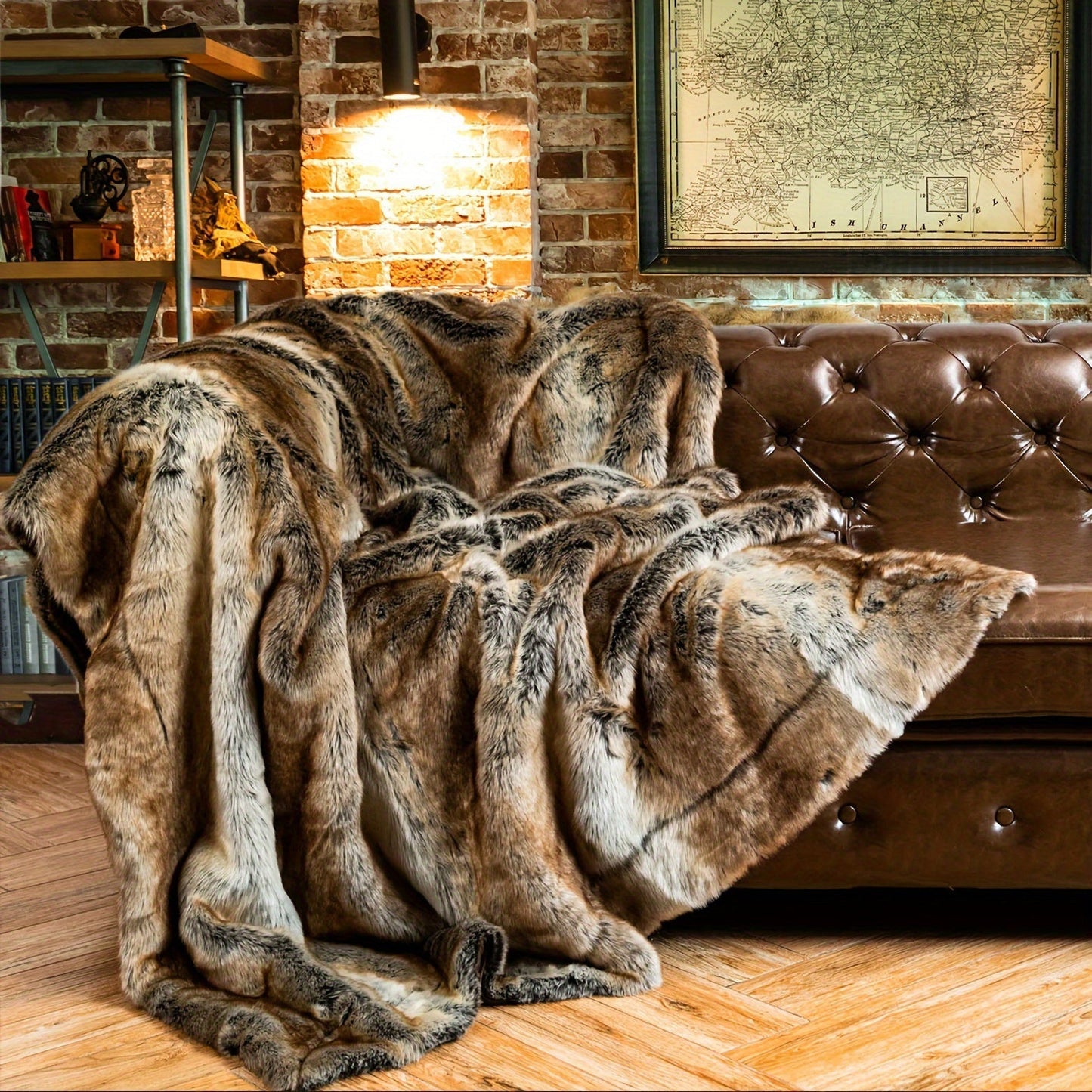Long Hair Fluffy Reversible Plush Velvet Throw Blanket, 300-350gsm Elegant Throw for Couch & Bed