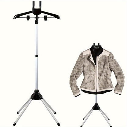 Telescopic Garment Drying Stand with Three Rotating Hanger Arms, Adjustable Height and Gray or Black Finish