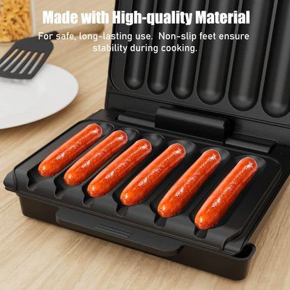 Electric Sausage Grill and Sandwich Maker with Nonstick Plate and Cord Storage Compact for Grilling, Camping and Outdoor Meals