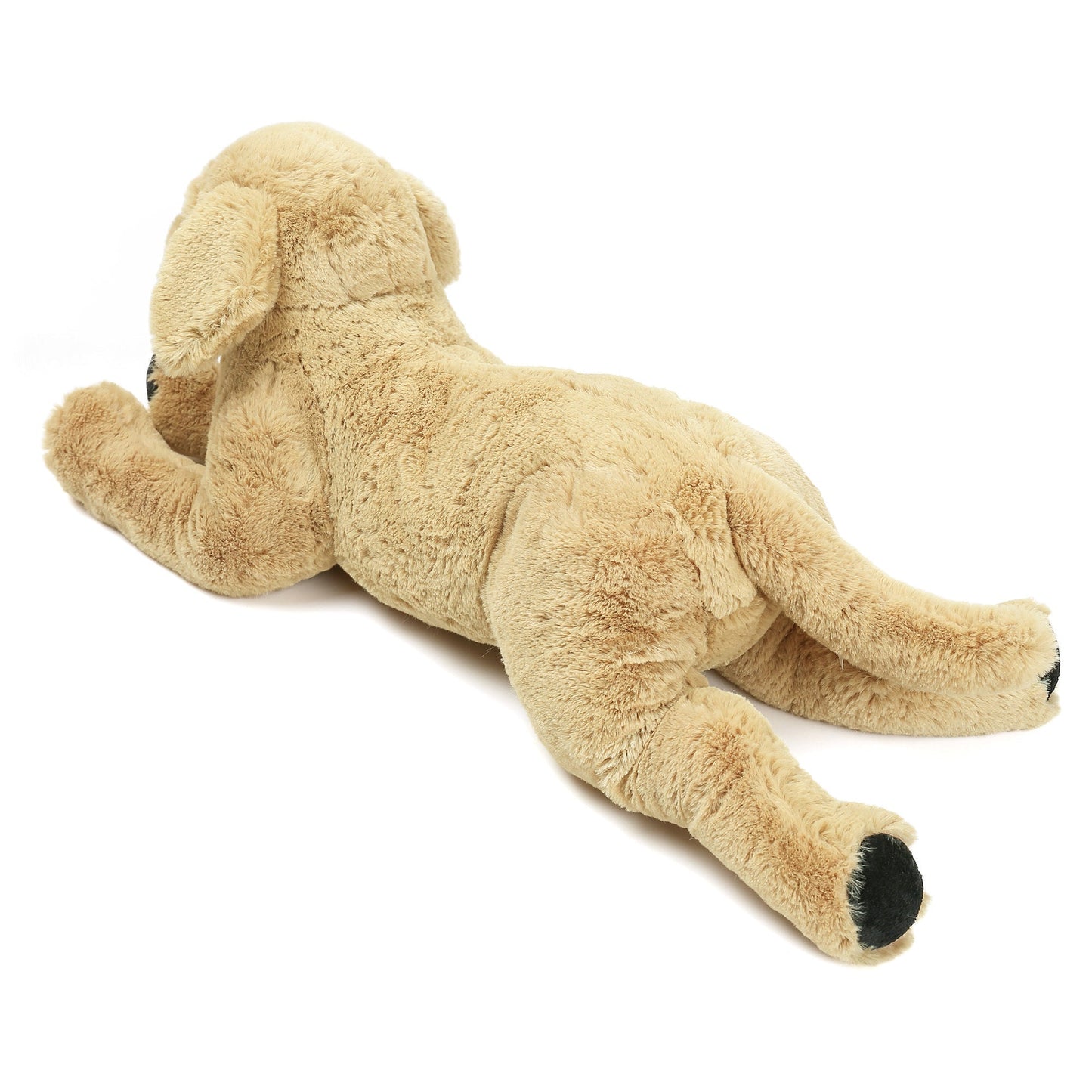 21-Inch Golden Retriever Plush Dog with Lying Pose, Tan Coat and Black Paw Details for Display