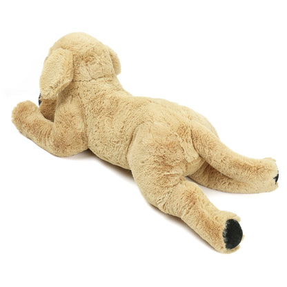 21-Inch Golden Retriever Plush Dog with Lying Pose, Tan Coat and Black Paw Details for Display