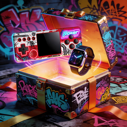 Handheld Game Console and Smart Watch Two-Piece Set with Basic or Deluxe Bundles in Three Console Colors