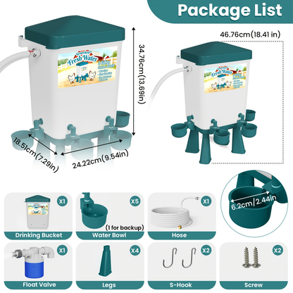 Chicken Waterer 3 Gallon Float Controlled Hose Connection Hands-Free
