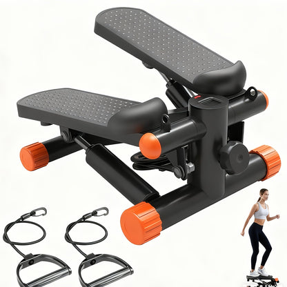 Fitness Equipment Compact Mini Stepper with Resistance Tubes Front Display and Orange Black Options