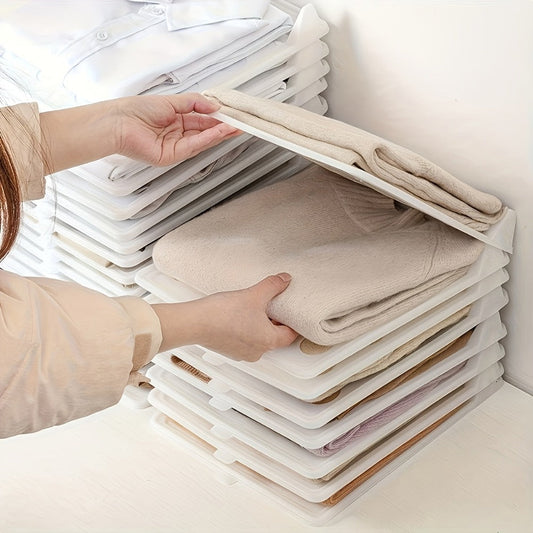 Foldable Stackable Clothes Folding Board Organizer for Shirts Pants Dresses, Plastic, Space-Saving