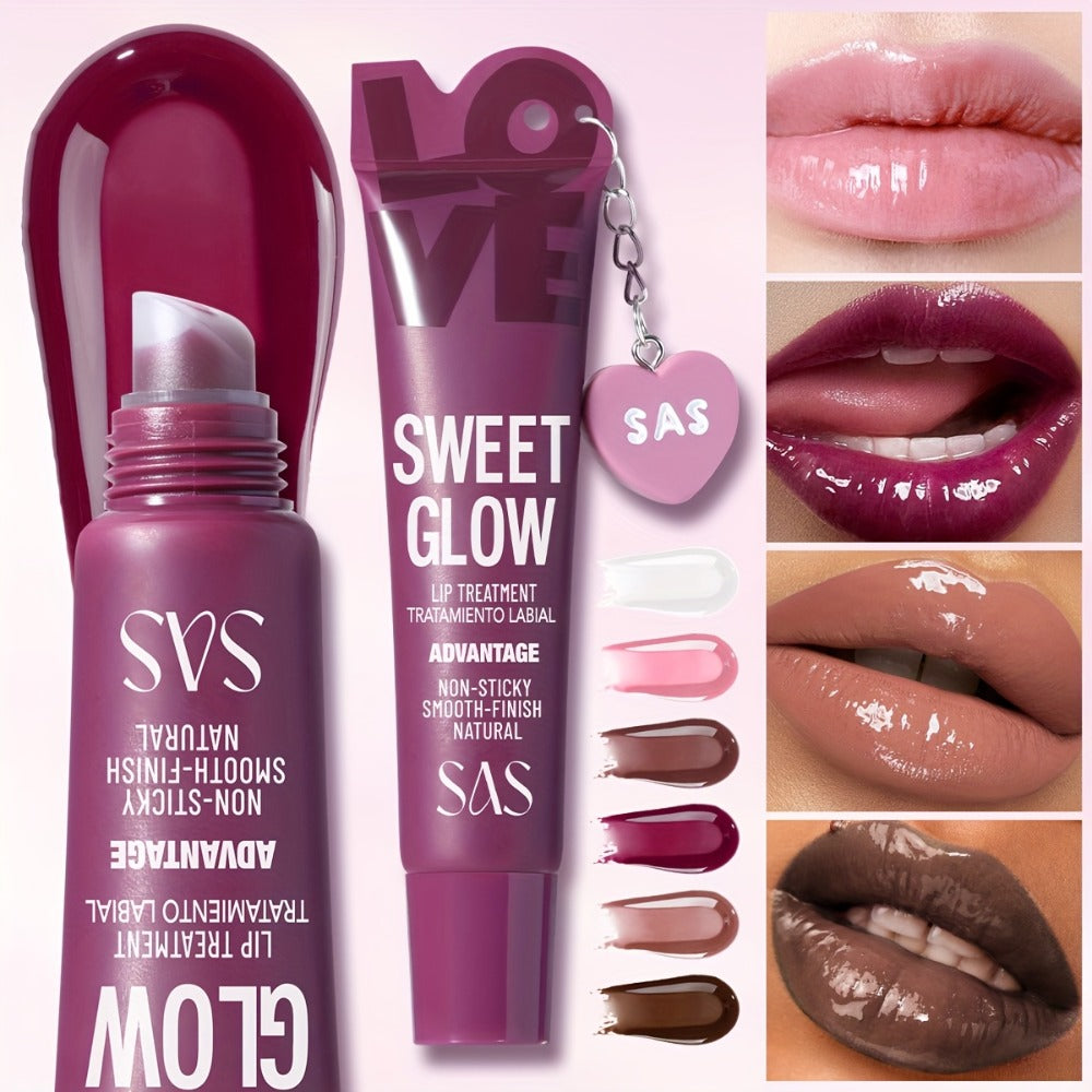 SAS Heart-Pendant Lip Gloss with 15ml Net Content, Squeeze-Tube Format and Six Numbered Shades
