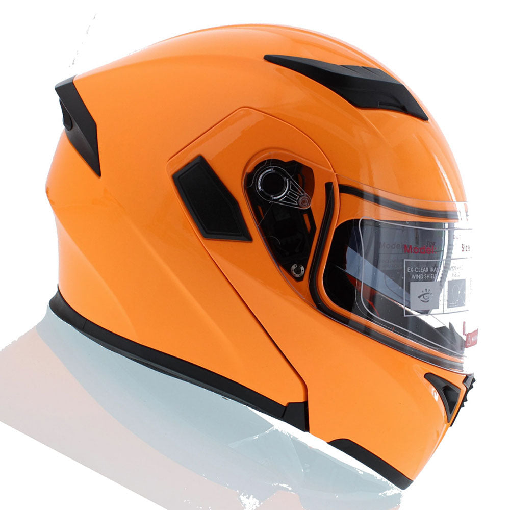 Motorcycle Helmet Modular Flip-Up Full-Face Shell with Dual Visors, S-XL Sizes and Arrow, Storm or Glossy Styles
