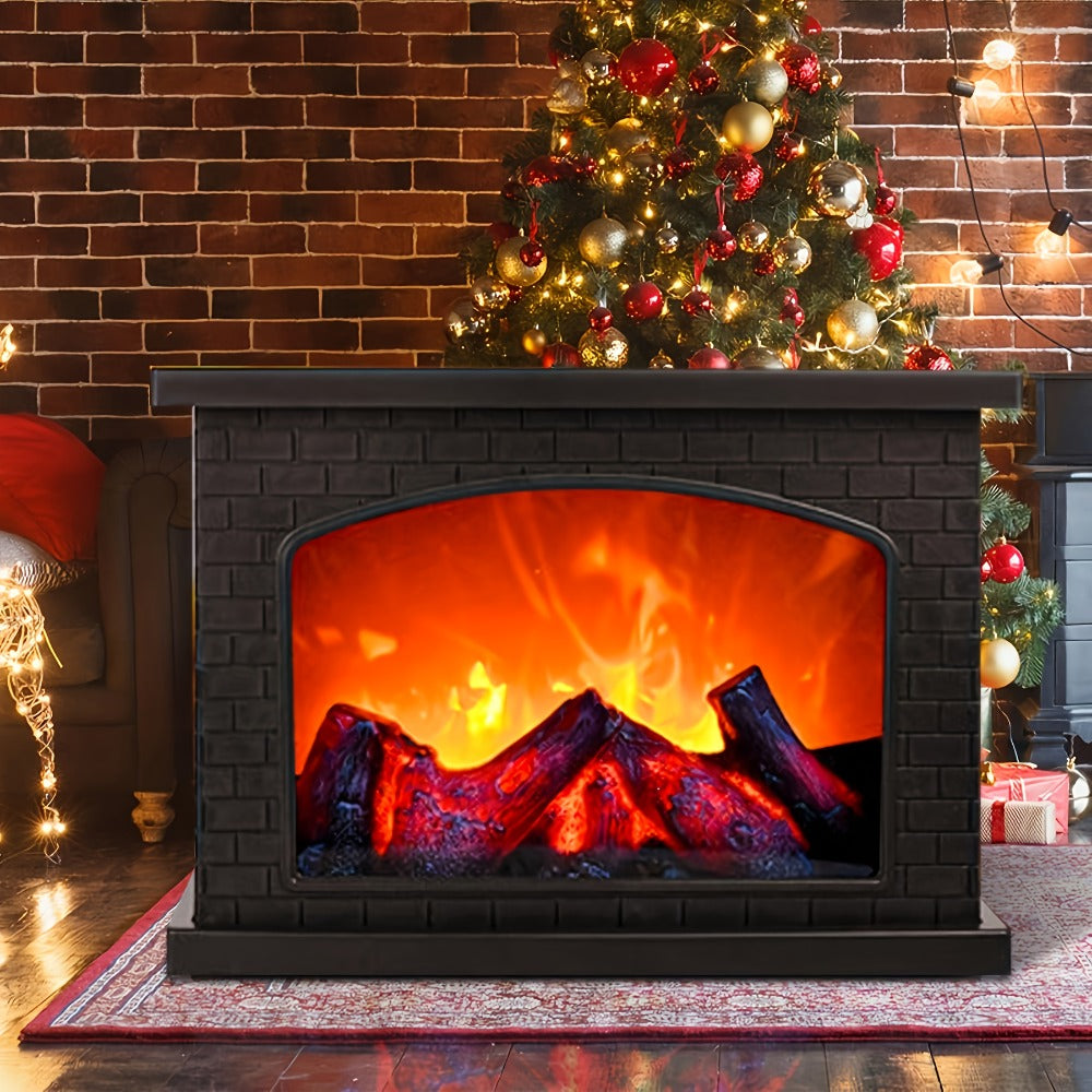 Simulated Charcoal Flame Fireplace Light, Battery & USB Powered Vintage Indoor Mood Light for Christmas Halloween Patio Decoration