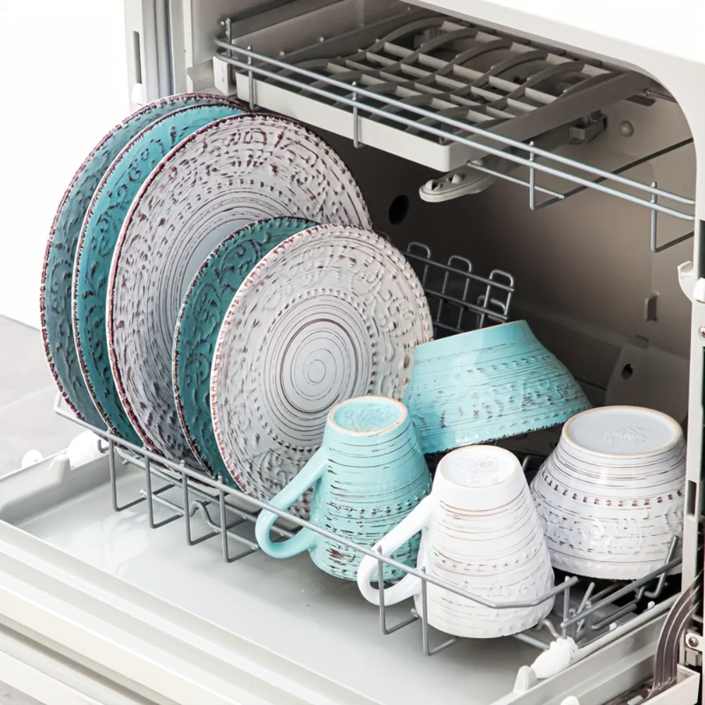 16-Piece Ceramic Dinnerware Set Service for 4 – Stoneware Plates Bowls Mugs Chip Scratch Resistant Dishwasher Microwave Safe Holiday Gift
