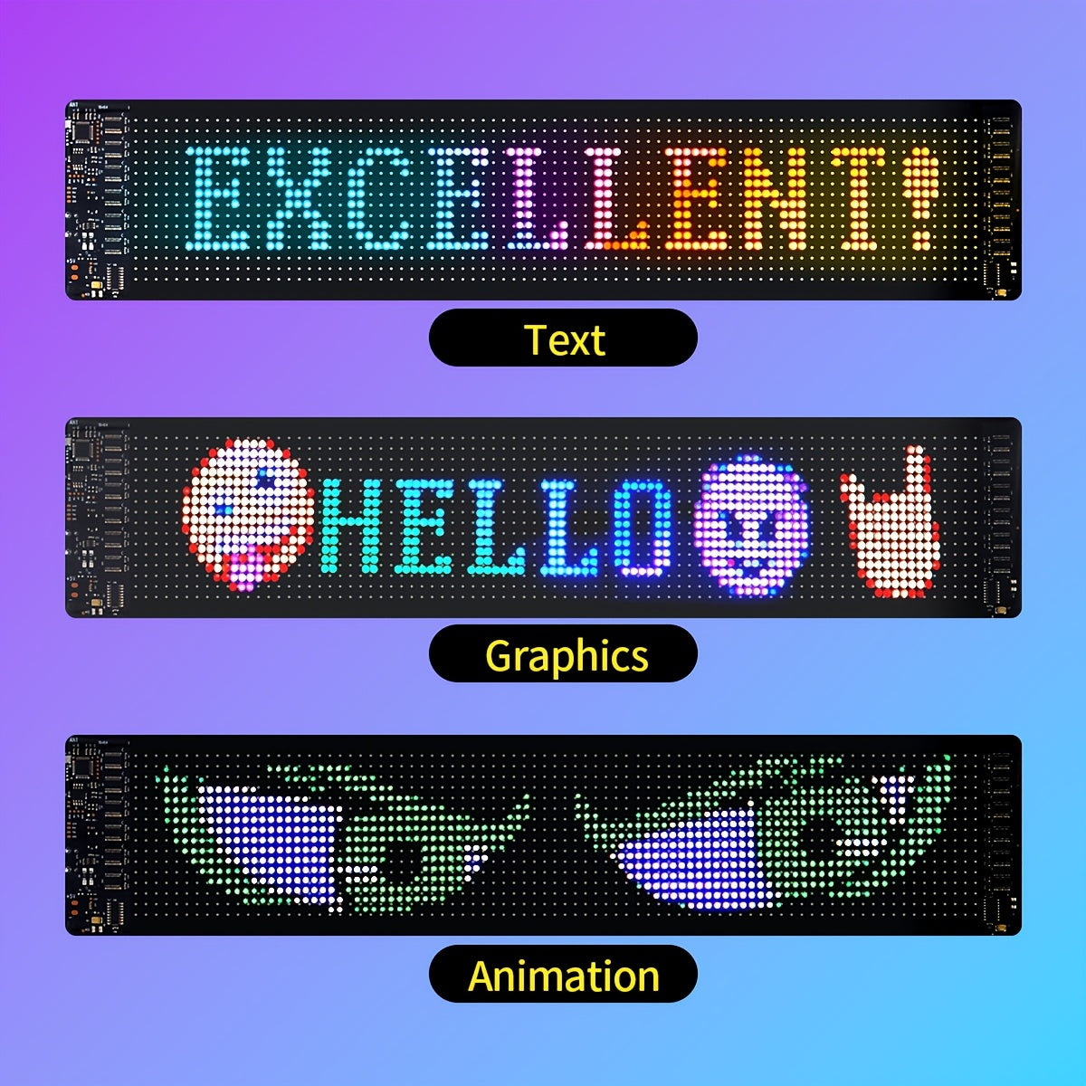 Programmable LED Sign Flexible Matrix Panel, App & USB Control, RGB Multicolor, Music Sync, Text & Animation Display for Indoor Shop