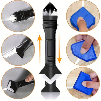 Grout Removal Tool Set 6-in-1 with 5 Replaceable Stainless Steel Blades – Multi-Function Tile Grout Scraper