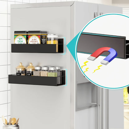 Magnetic Storage Box Organizer for Refrigerator, Washing Machine & Coffee Machine – Strong Magnetic Adsorption No-Drill Spice Rack & Kitchen