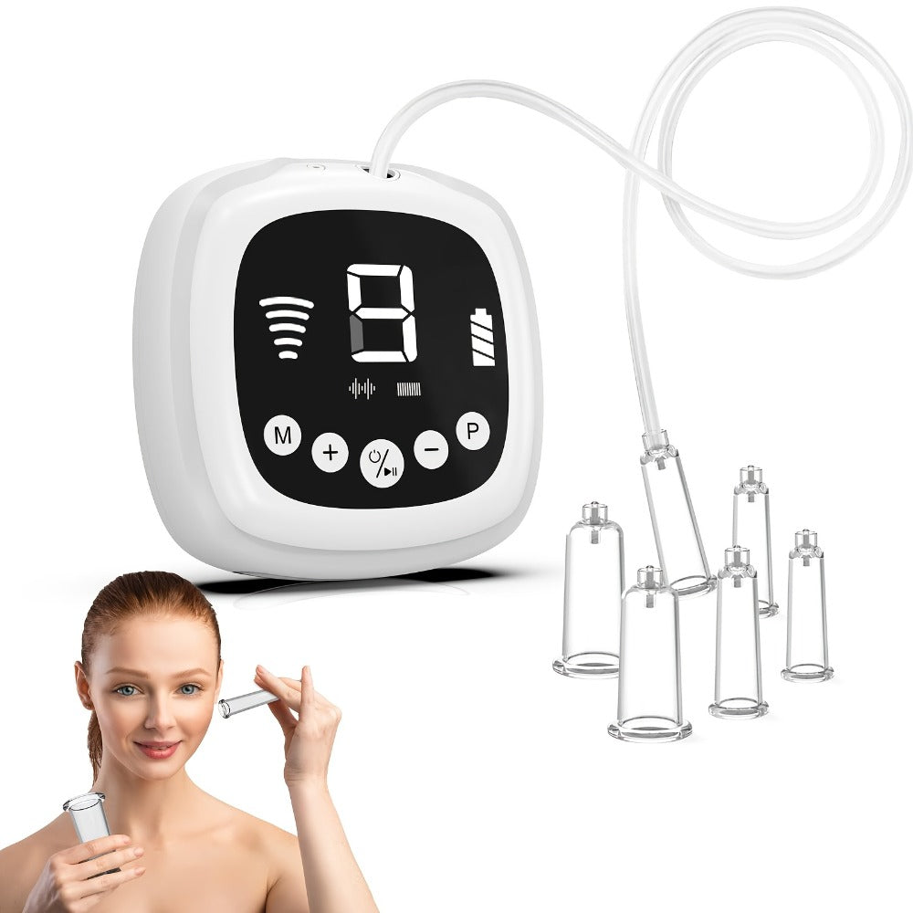 Facial Cupping Massage Device Electric 3-in-1 for Face Neck Eye, 9 Suction Levels 5 Frequencies 2 Modes