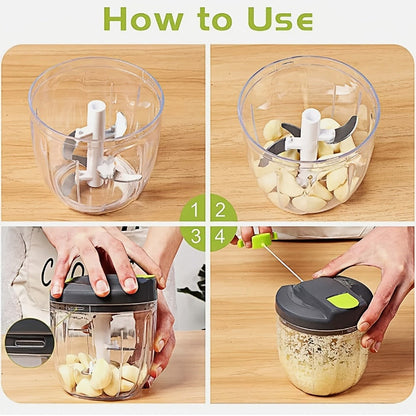Vegetable Chopper with 3/5 Blades, Multifunctional Onion Chopper, Food Dicer & Salad Cutter with Container