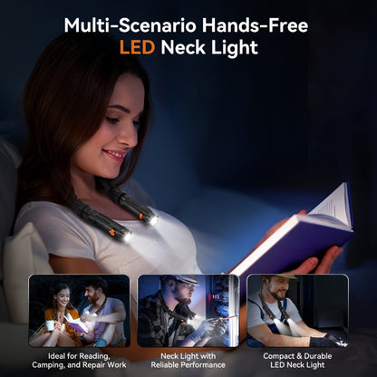 Hands-Free Neck Light LED Wearable Reading Light with Magnetic Base & Flexible Design, Portable Book Light for Reading