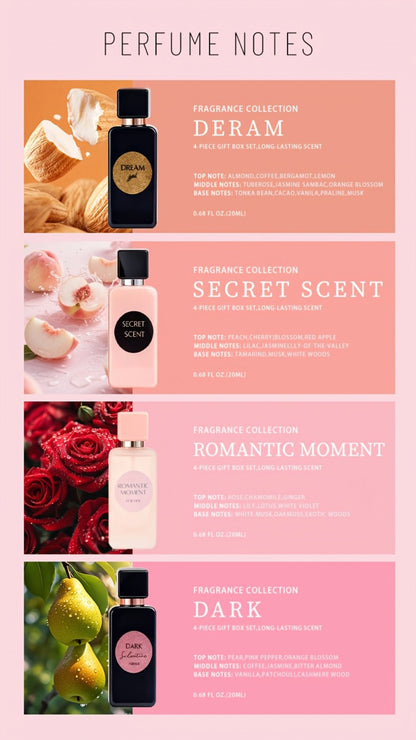 Perfume Gift Set Aroma Allure Four 20ml Eau de Parfum Sprays in Black Rose Windowed Box for Women