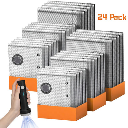 Travel Compression Bags with Pump 24 Pack – Vacuum Storage Pouches for Clothing, Space Saving Packing Bags for Suitcase Backpack