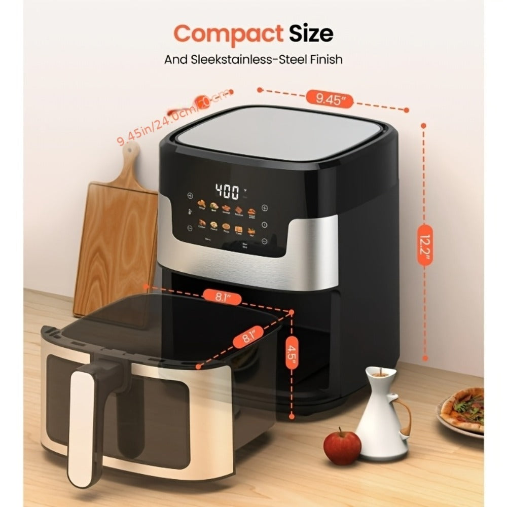 Air Fryer 7.5QT 10-in-1 Digital LED Touchscreen, Oilless Cooker with 10 Preset Cooking Modes, Basket & 100 Paper Liners Included