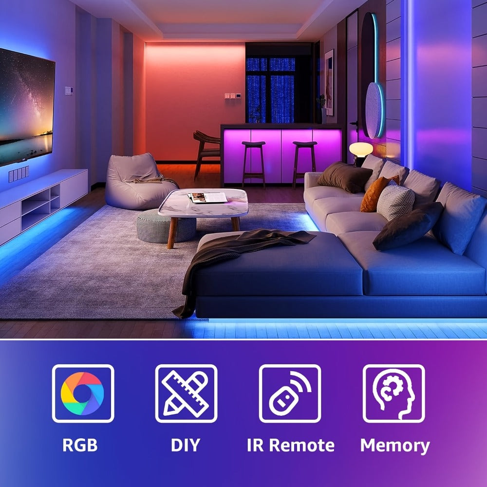 LED Strip Light RGB USB TV Backlight in 13ft or 20ft with 16-Color Remote, Dimming and Marked Cut Points