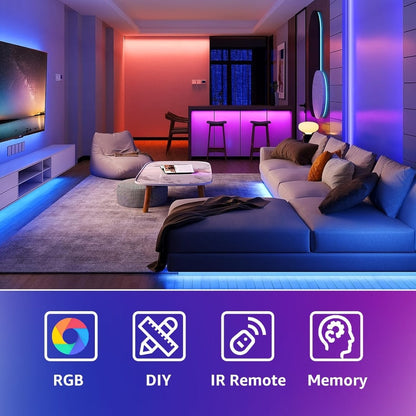 LED Strip Light RGB USB TV Backlight in 13ft or 20ft with 16-Color Remote, Dimming and Marked Cut Points
