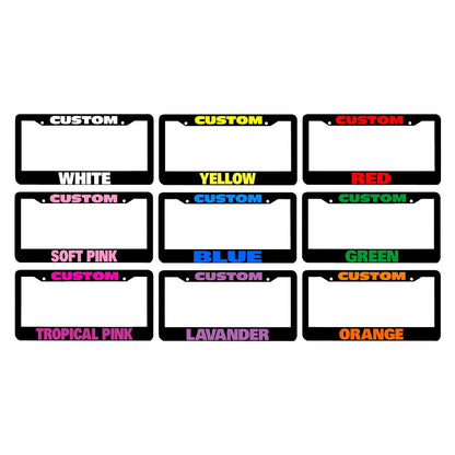 Custom License Plate Frame – 6 Font Styles, Heavy-Duty Weather-Resistant Car Tag Holder, Personalized Front & Rear License Plate Border