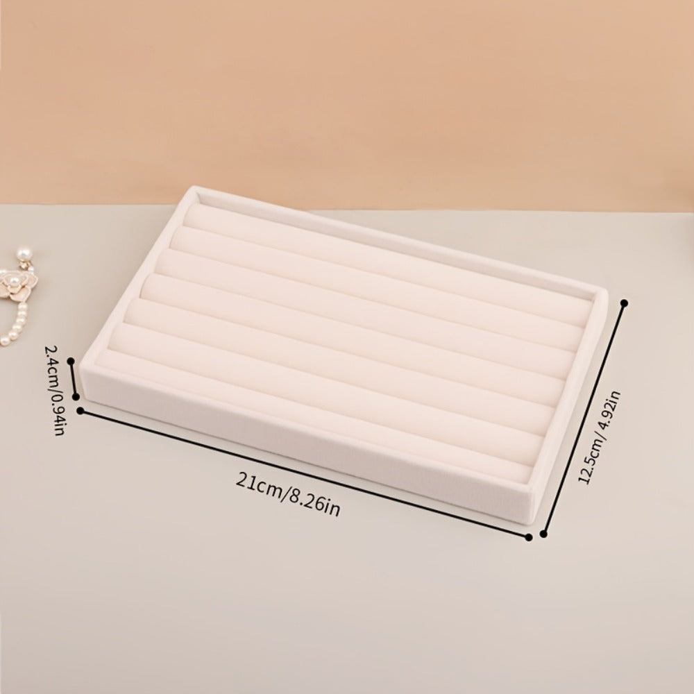 Stackable Jewelry Organizer Trays 6-Piece Set – Rectangular Multi-Compartment Drawer Inserts with Removable Dividers for Earrings, Rings