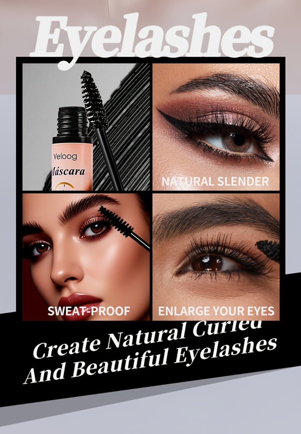 Waterproof Mascara Set 3 Piece, Lengthening Volumizing Curling Lash Mascara with Sea Urchin Spiral Conical Brush Heads