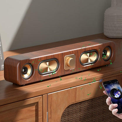 Retro Wood Grain Bluetooth Speaker Dual 2-Inch Woofers 10W Wireless Desktop Soundbar TF AUX for an Everyday Personal Care Routine