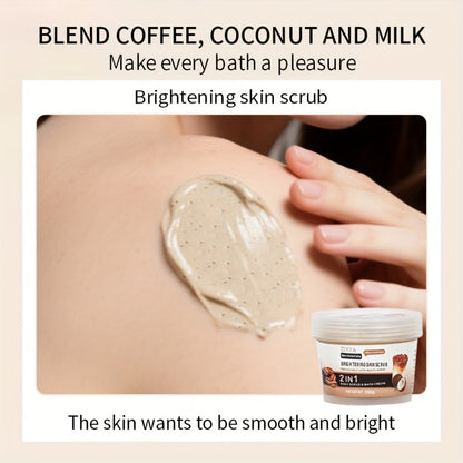 Exfoliating Body Scrub with Coconut Oil & Shea Butter – Raw Coconut Latte Sugar Scrub for Women, Deep Moisturizing Face & Body Exfoliator