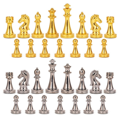 Luxury Metal Chess Set with Marble Board – Zinc Alloy Gunmetal & Gold Pieces Extra Queens 11.5" Elegant Chessboard Gift for Adults Beginners