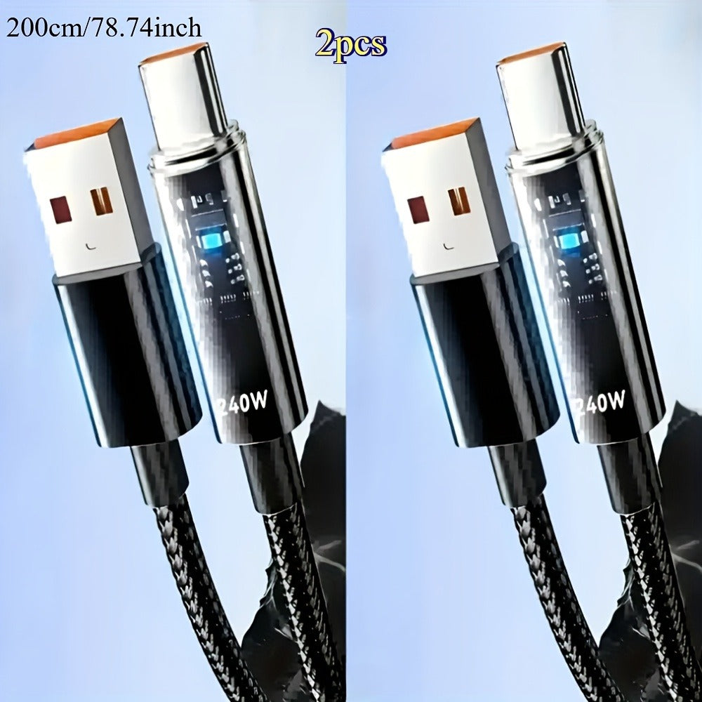 240W USB-A to USB-C Fast Charging Cable Digital Display, Super Fast Charger Cord Compatible with iPhone 15 16