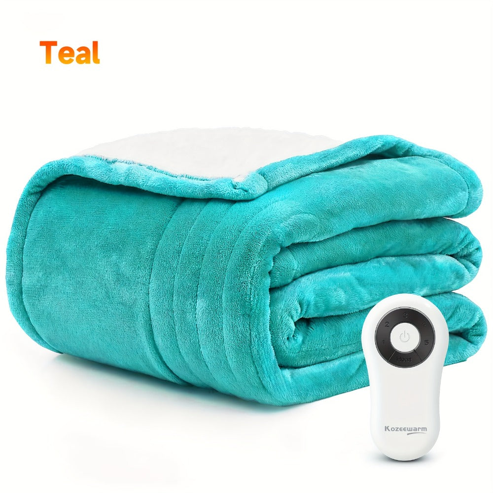 Dual Control Electric Heated Blanket with 10 Heat Levels - Auto Shutoff, Overheat Protection, Fast Heating