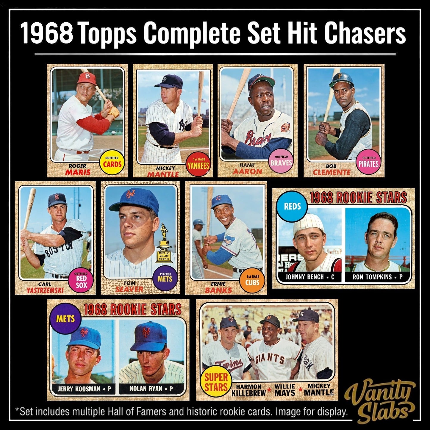 Sports Trading Cards, 1968 Topps-Labeled Baseball Mystery Display Slab with One Random Card for Collectors