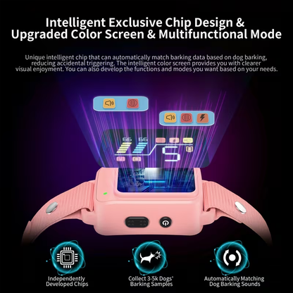 Anti Bark Collar Rechargeable AI Smart Dog Bark Control Collar – No Shock Vibration & Buzz Modes, 3000-5000 Bark Sample Recognition
