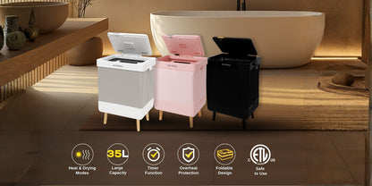 Electric Towel Warmer 35L Large Capacity Foldable Blanket Warmer with Timer & Drying Mode, Fast Heating